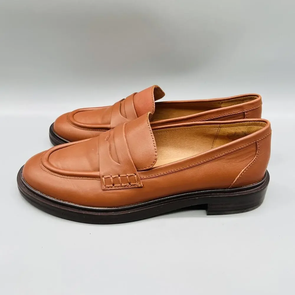 Madewell Shoes Womens 9 Brown Leather Vernon Penny Loafer Flats Slip On Casual